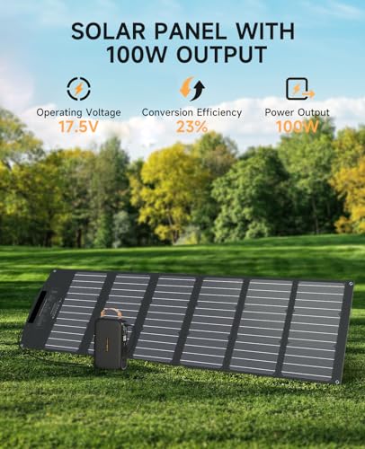 100W Foldable Solar Panel with MC-4 to DC5521/XT60/Anderson Cable, IP65 X93767