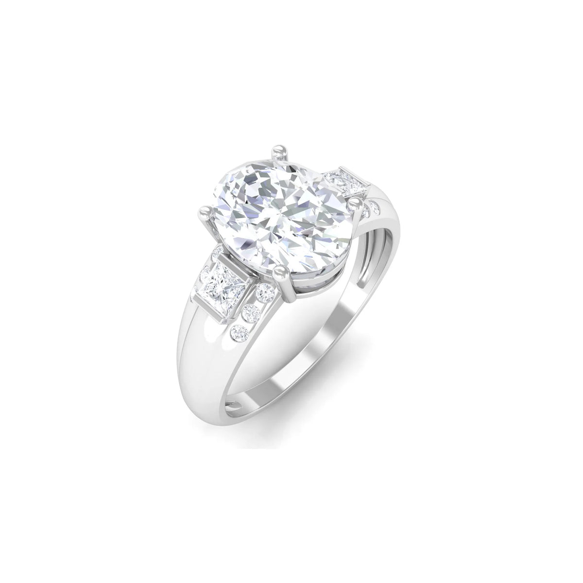 925 Sterling Silver Oval Zircon Engagement Ring K602006
