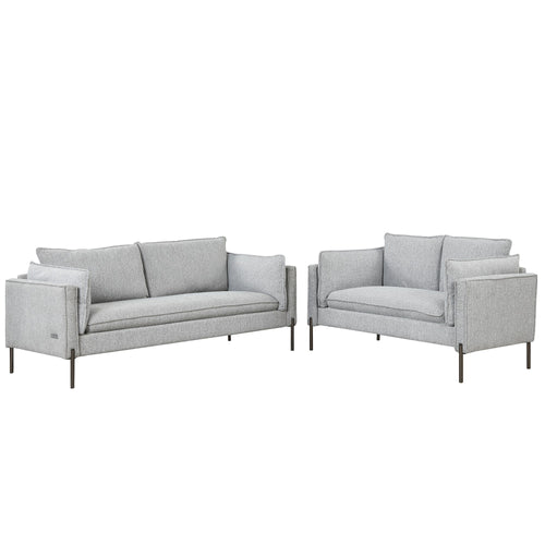 2 Piece Linen Sofa Set with Metal Legs J7041