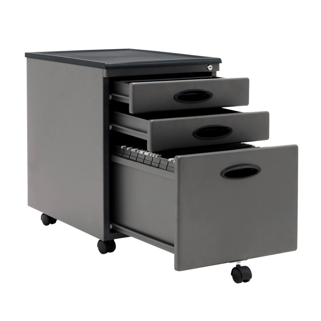 3 Drawer Metal Mobile File Cabinet in Silver Y556996