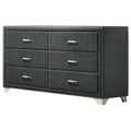 6-drawer Upholstered Dresser Grey P1329
