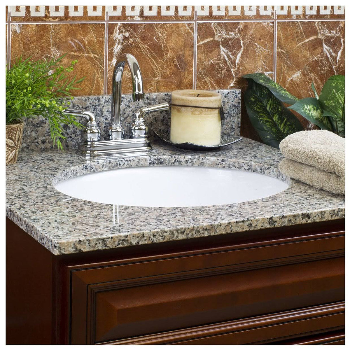 Burlywood Single Vanity Top with Backsplash K661402