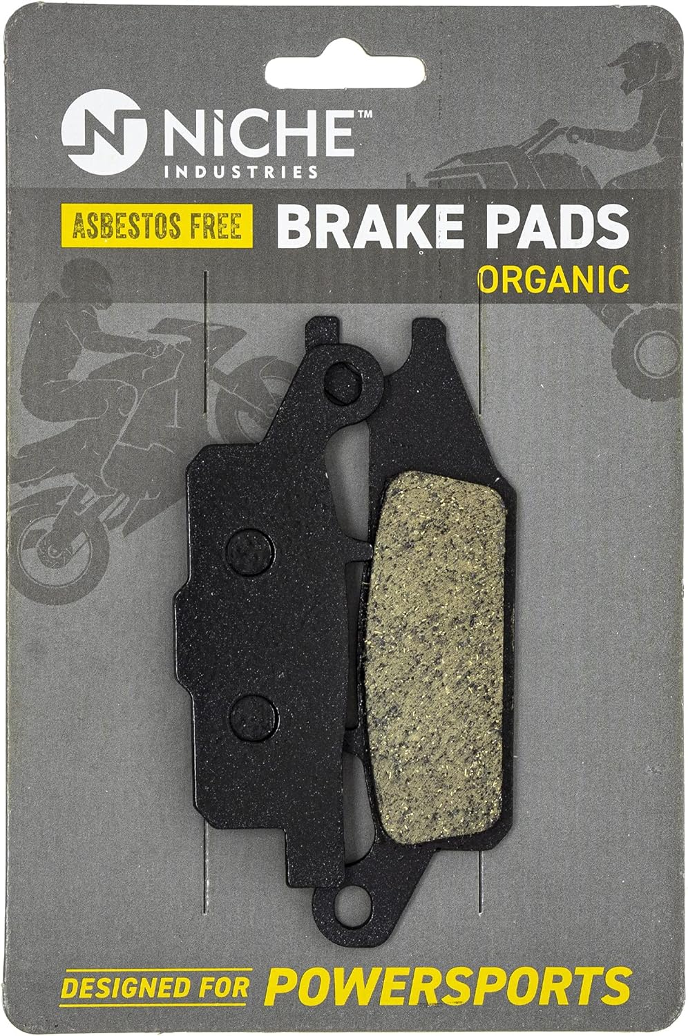 Brake Pad Kit for Yamaha Grizzly 700 550, Organic, Pack of 2 W3965