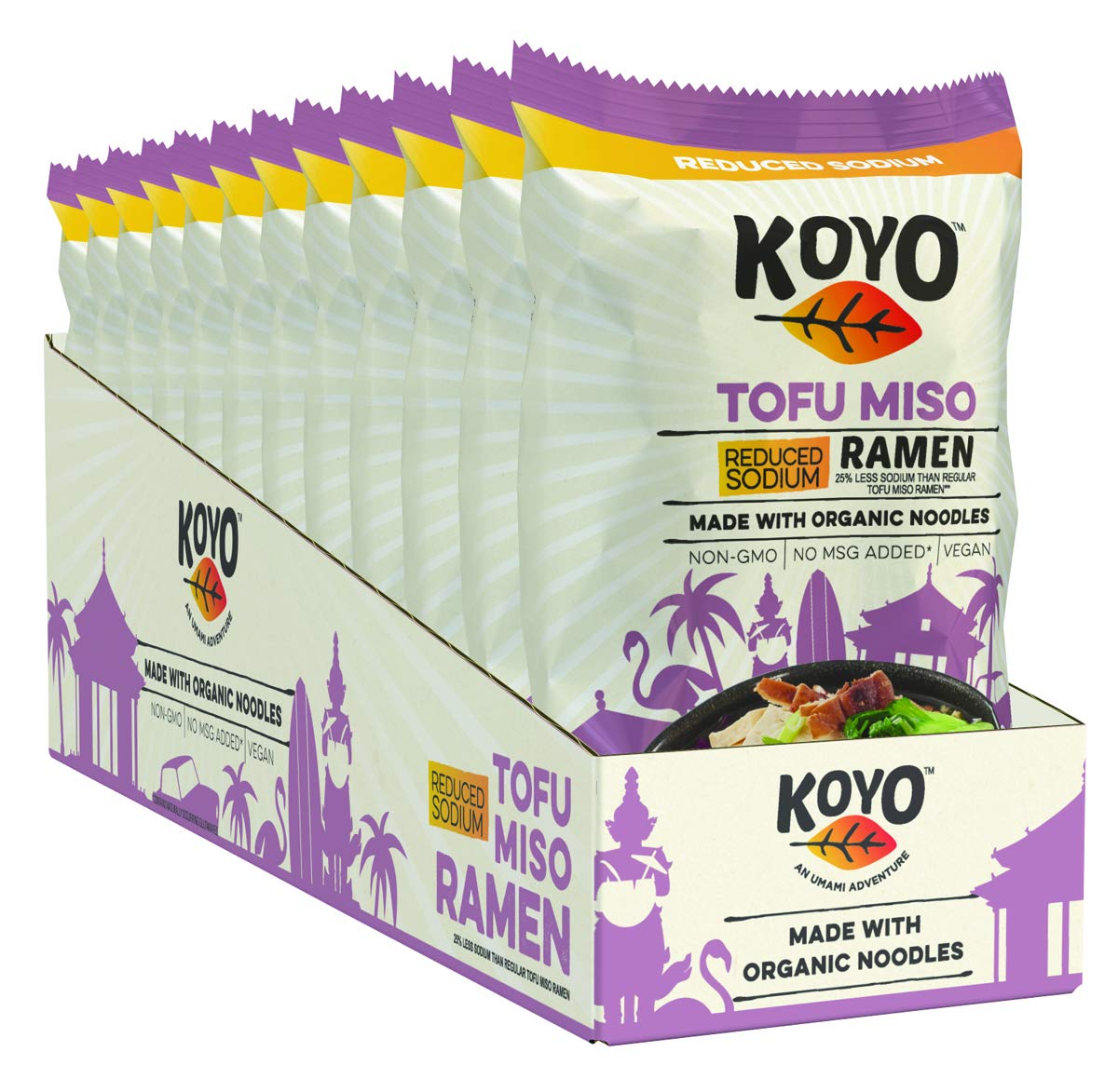 Tofu Miso Ramen Soup, Reduced Sodium, Organic Noodles, No MSG, No Preservatives, Vegan, 2.1 oz (12 Pack) X1370
