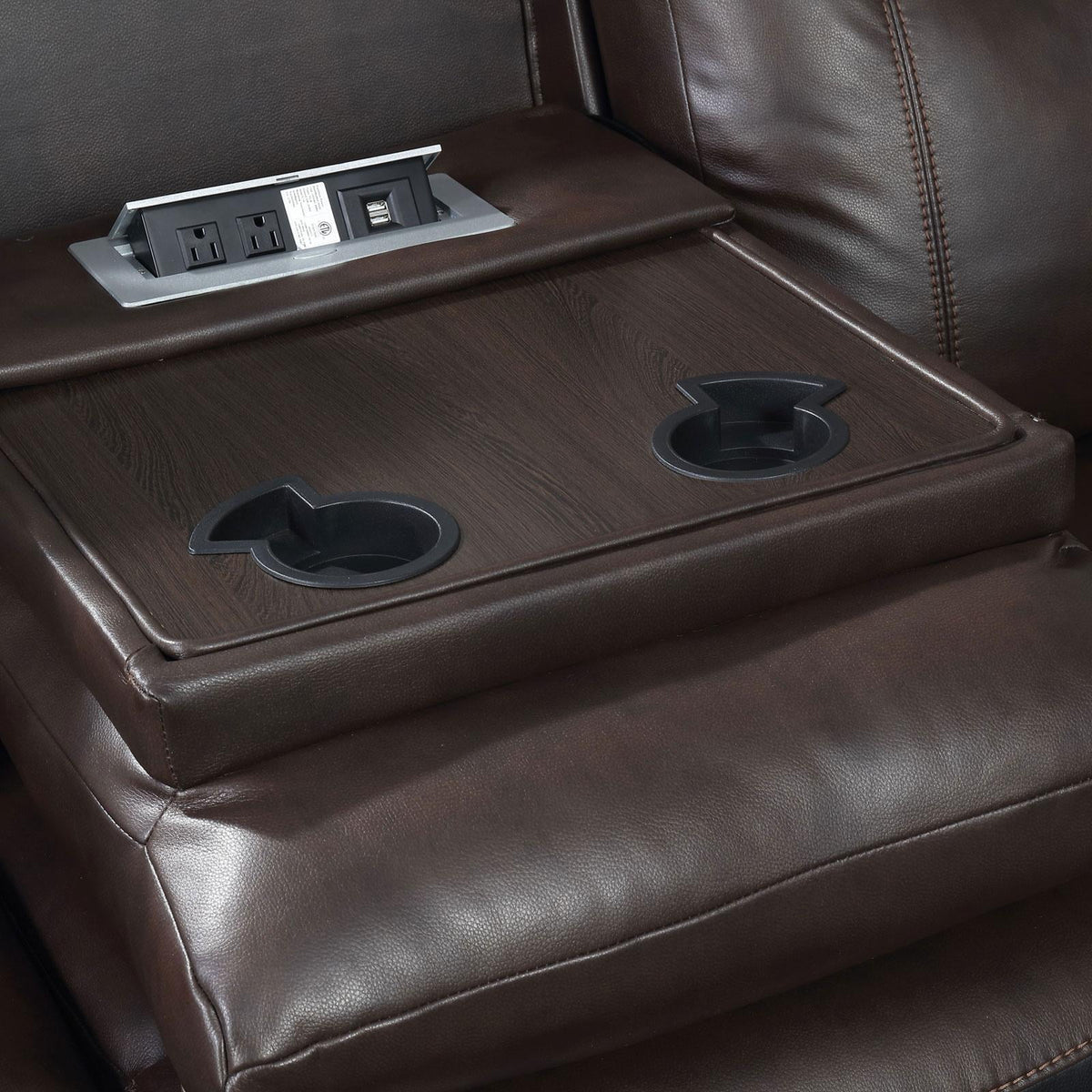 Brown Faux Leather Upholstery Sofa J8096