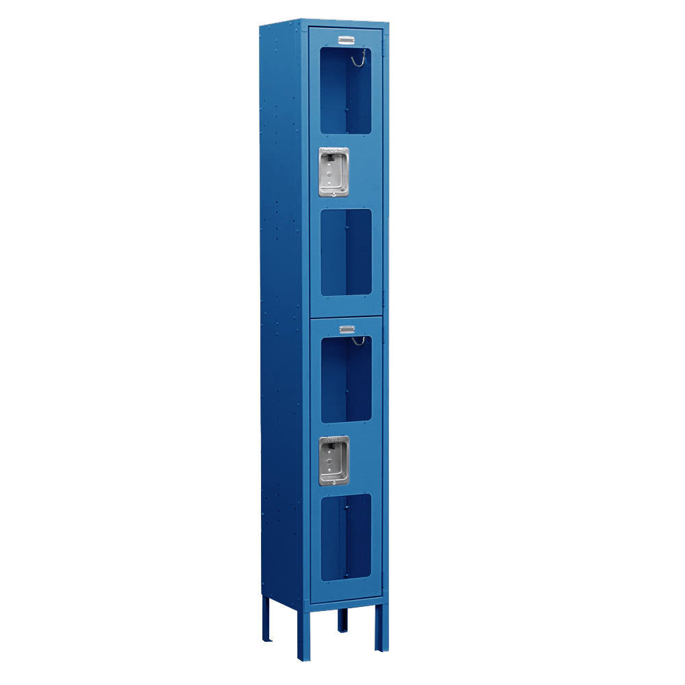 Blue See-Through Metal Locker, Double Tier, 1 Wide, Unassembled N155