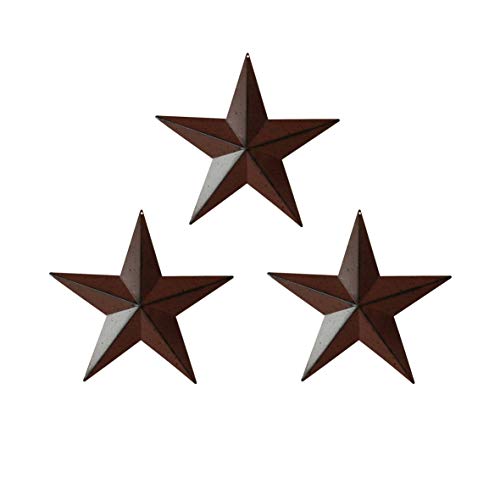 Burgundy Metal Barn Star Wall Decor, 8-Inch, Set of 3 G756