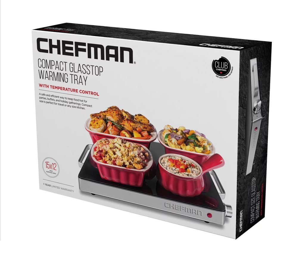 Compact Glasstop Warming Tray with Adjustable Temperature Control Y832