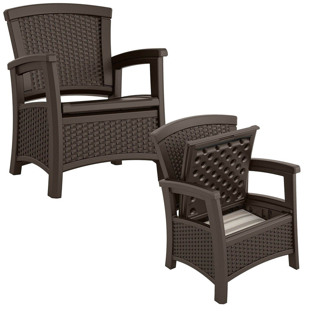 Resin Wicker Club Chair with Storage 2 Pack L284916