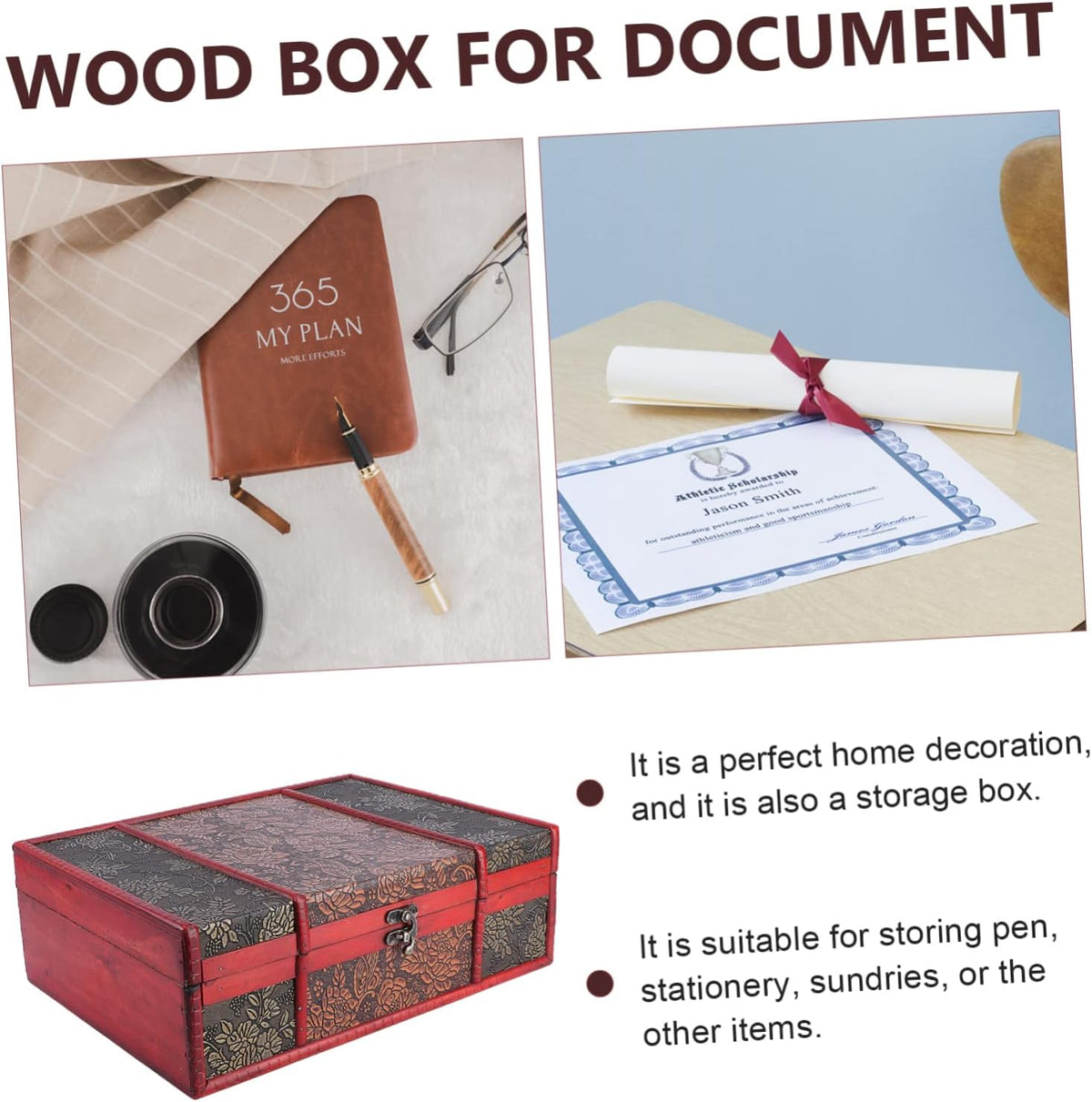 2pcs Wooden Jewelry Storage Case with Lock Ring C62868