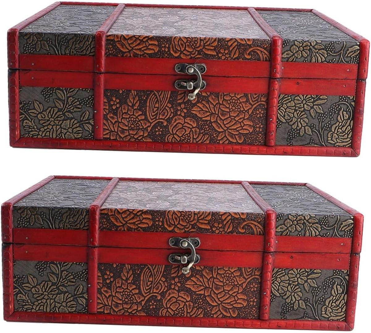 2pcs Wooden Jewelry Storage Case with Lock Ring C62868