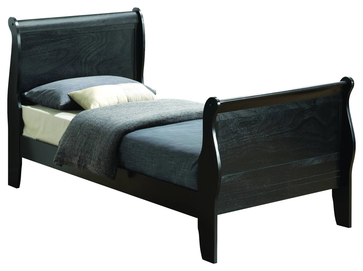Twin Sleigh Bed in Black T31173