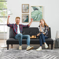 Black Faux Leather Convertible Futon Sofa Bed P462650