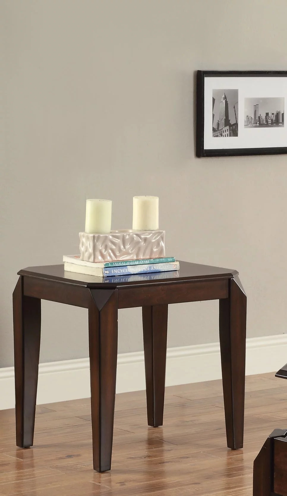 Wooden End Table with Beveled Tapered Legs Y16881