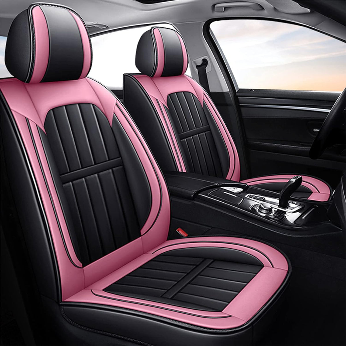 Beige Leather Car Seat Covers Full Set K4351