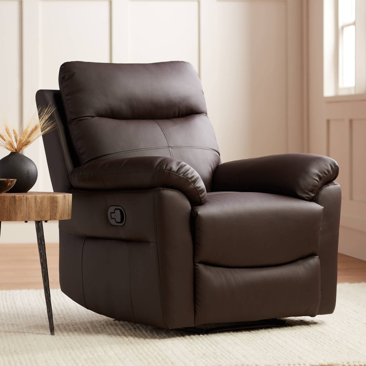 Brown Faux Leather Manual Recliner Chair T8264