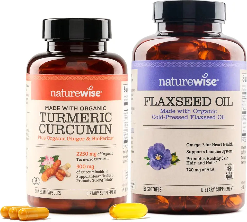 Curcumin Turmeric 2250mg & Flaxseed Oil 1200mg Omega 3 6 9 Softgels L2003