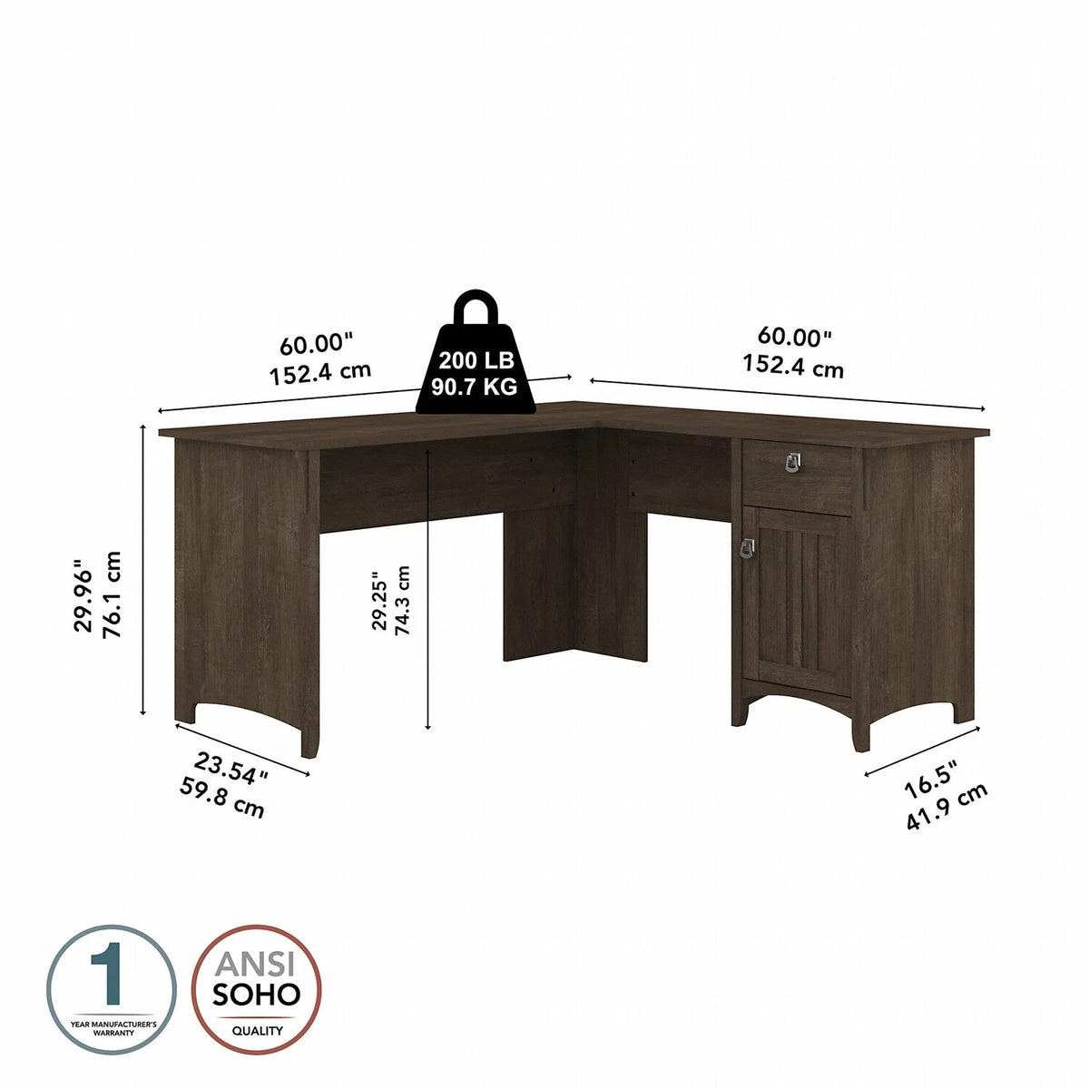 L Shaped Desk With Storage H68969