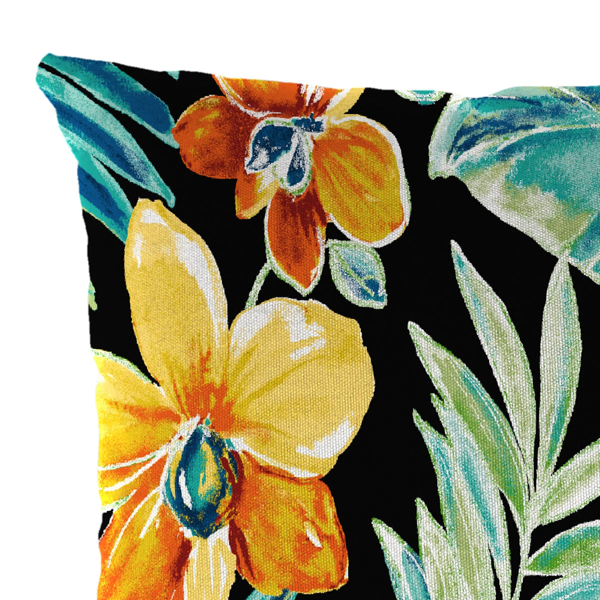 12" x 18" Black Floral Rectangular Outdoor Throw Pillow (2 Pack) R4961