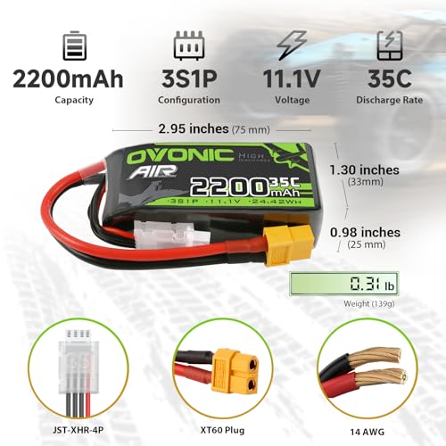 3s Lipo Battery 2200mAh 11.1V 35C with XT60 Connector (2pcs) P72994