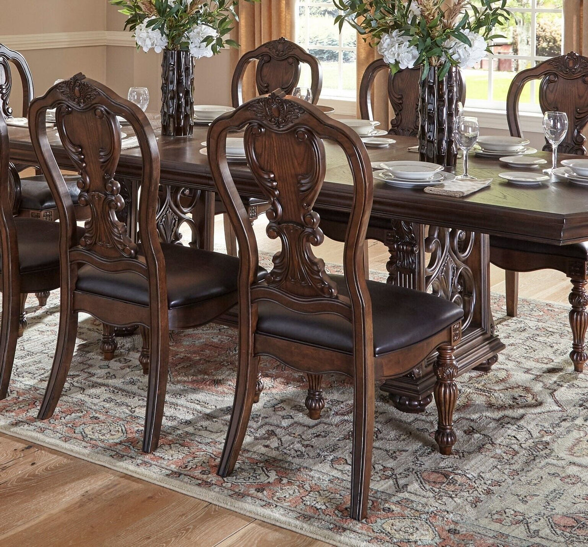 9 Pc Dark Oak Dining Set Y9950