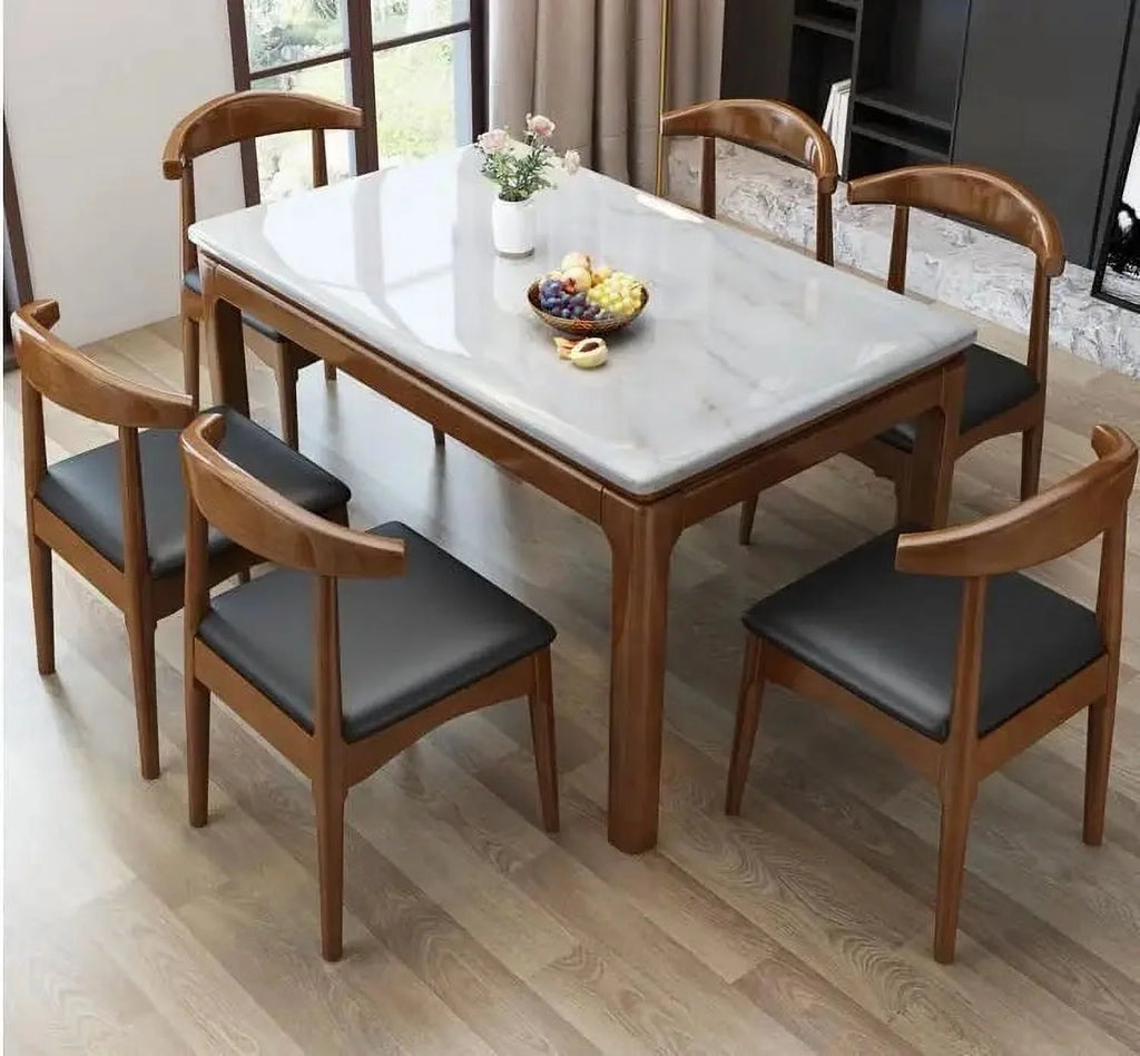 Wooden Marble Dining Table and Chairs Set Z44929
