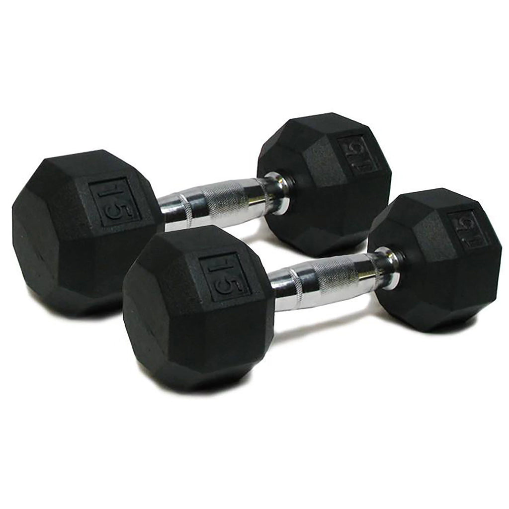 Rubber Hex Dumbbell Set 10lb Black V1826