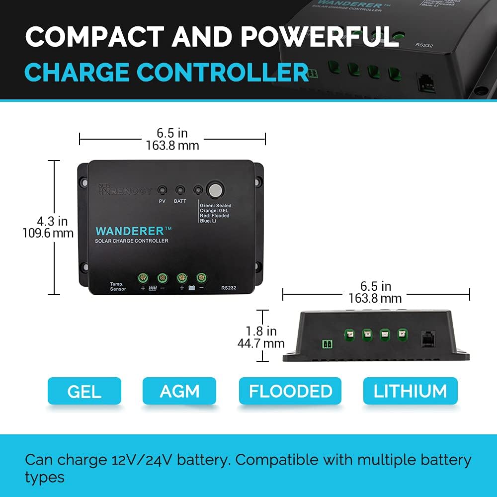 100W Monocrystalline Solar Panel with 30A PWM Charge Controller T45136
