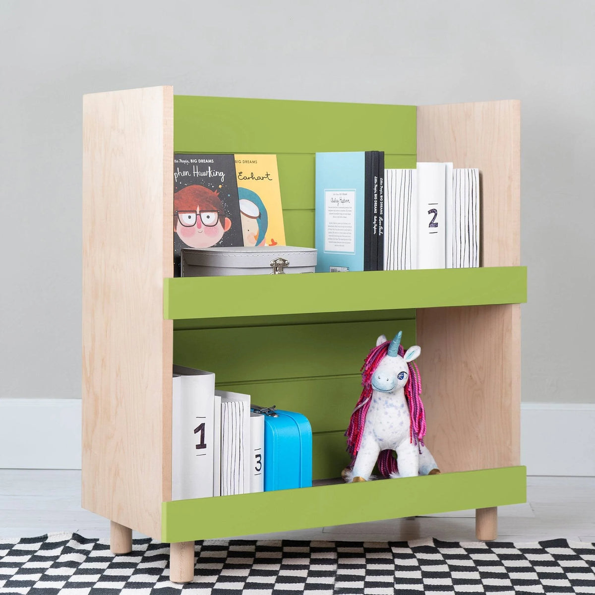 Walnut / Pacific Blue Kids Bookcase N460115