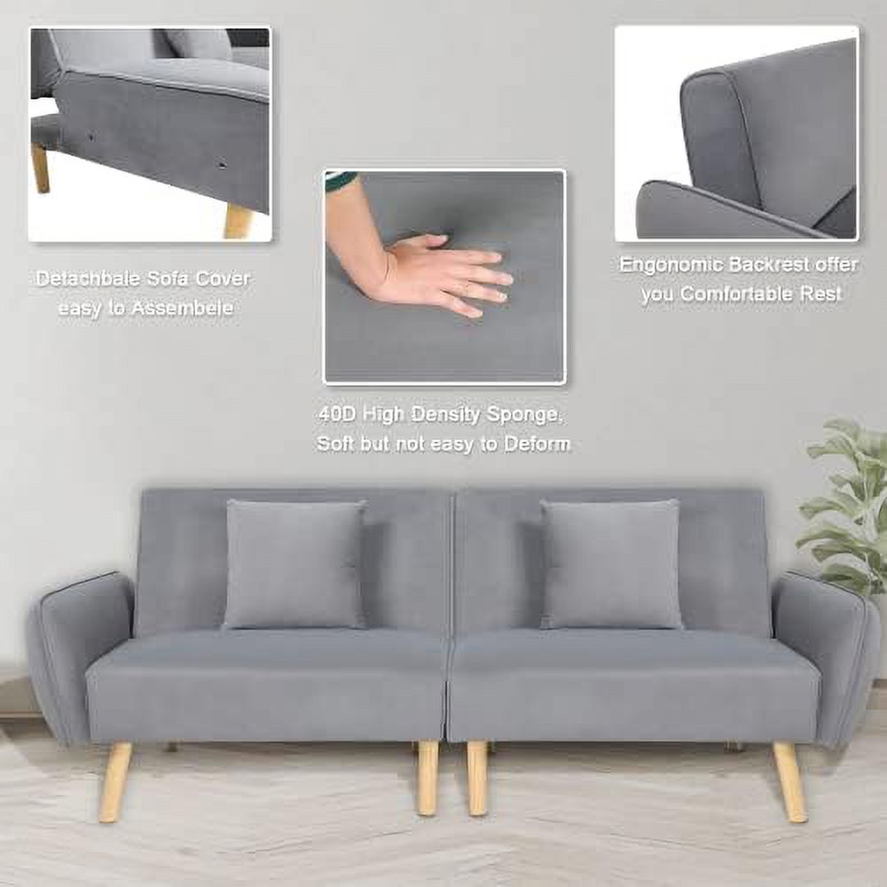 Beige Fabric 2 Seater Loveseat Sofa with Metal Frame Y5834