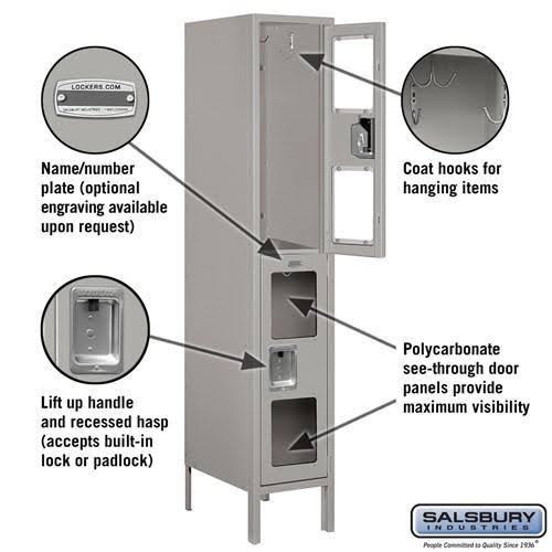 Blue See-Through Metal Locker, Double Tier, 1 Wide, Unassembled N155