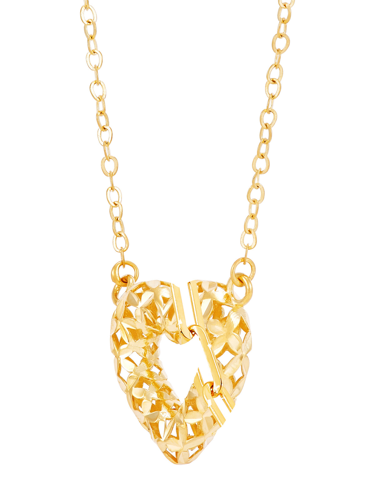 Sterling Silver and 14KT Gold Plated Open Heart Adjustable Necklace C245