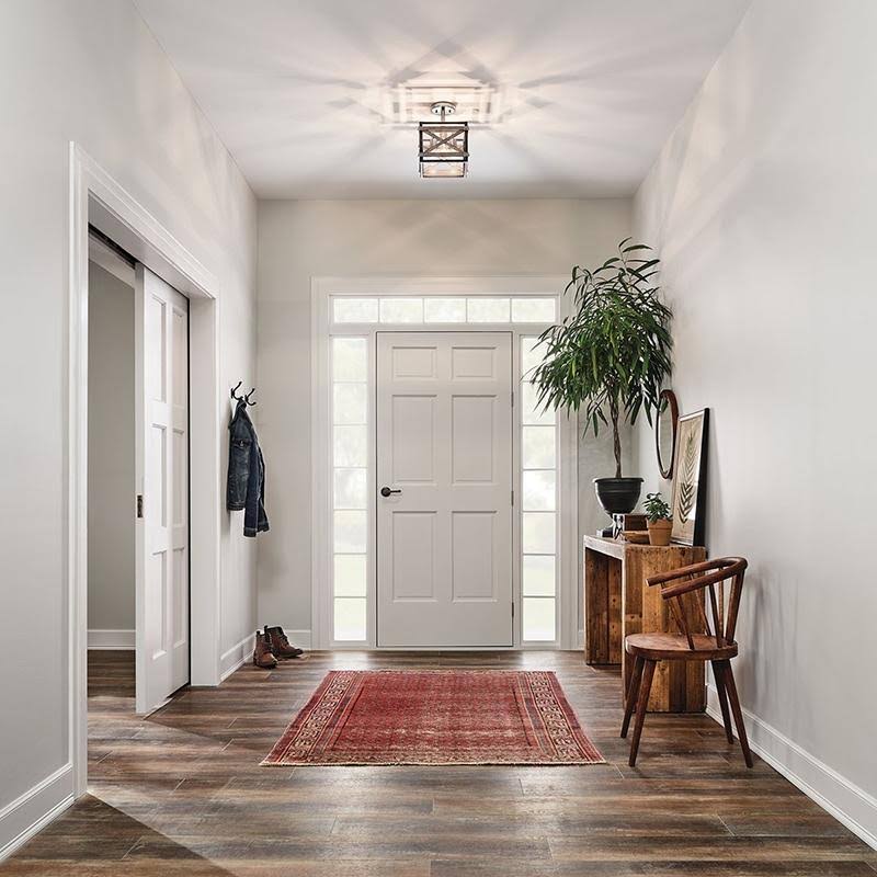 Anvil Iron Distressed Antique Grey Farmhouse Semi-Flush Mount Light M9490