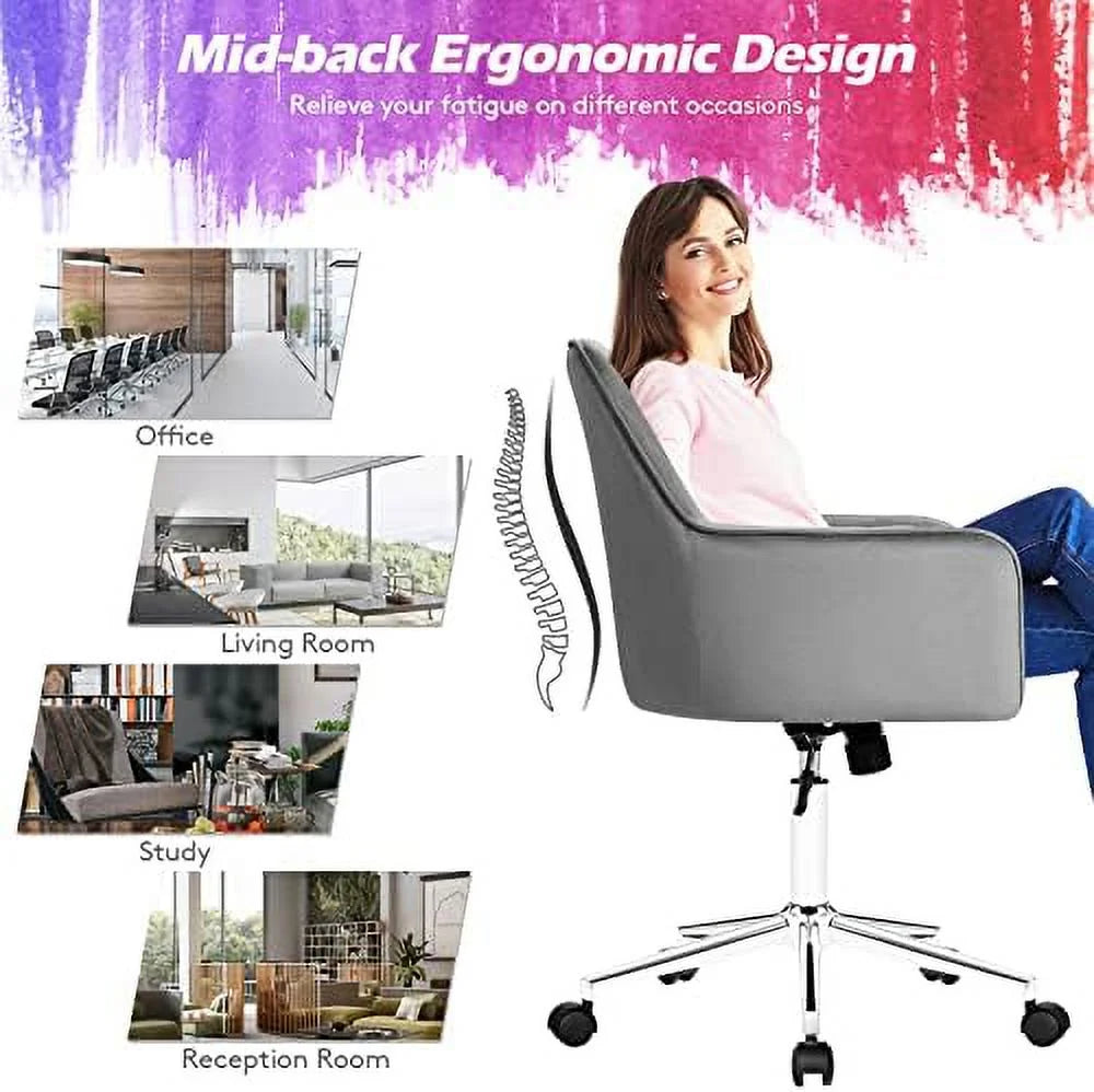 Blue Velvet Tufted Swivel Desk Chair C546726
