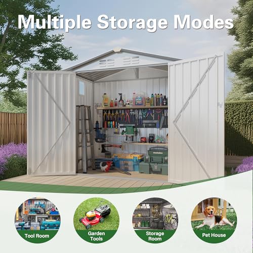 5'x3' Gray Metal Outdoor Storage Shed with Windows and Lockable Door V281879