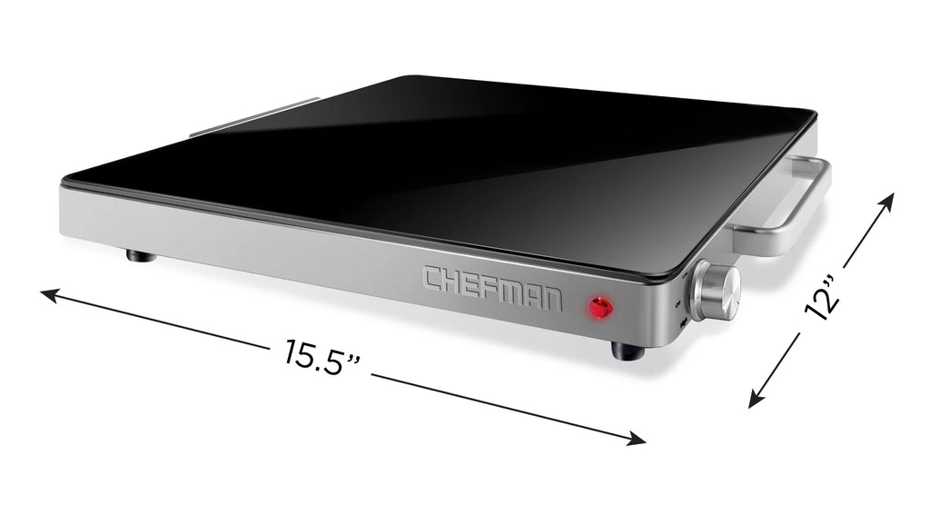 Compact Glasstop Warming Tray with Adjustable Temperature Control Y832