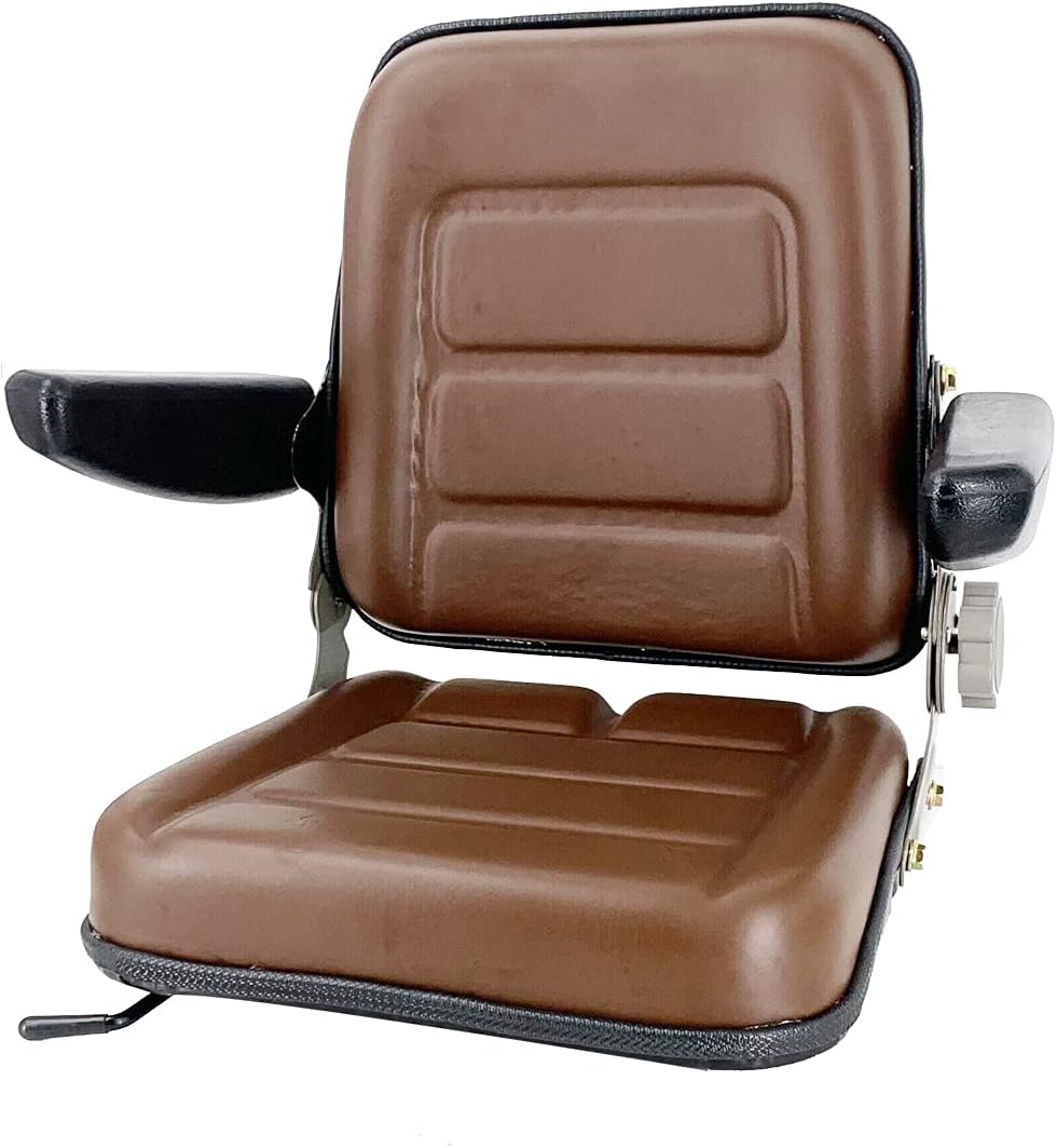 Brown PVC Forklift Seat with Adjustable Back and Armrest J822