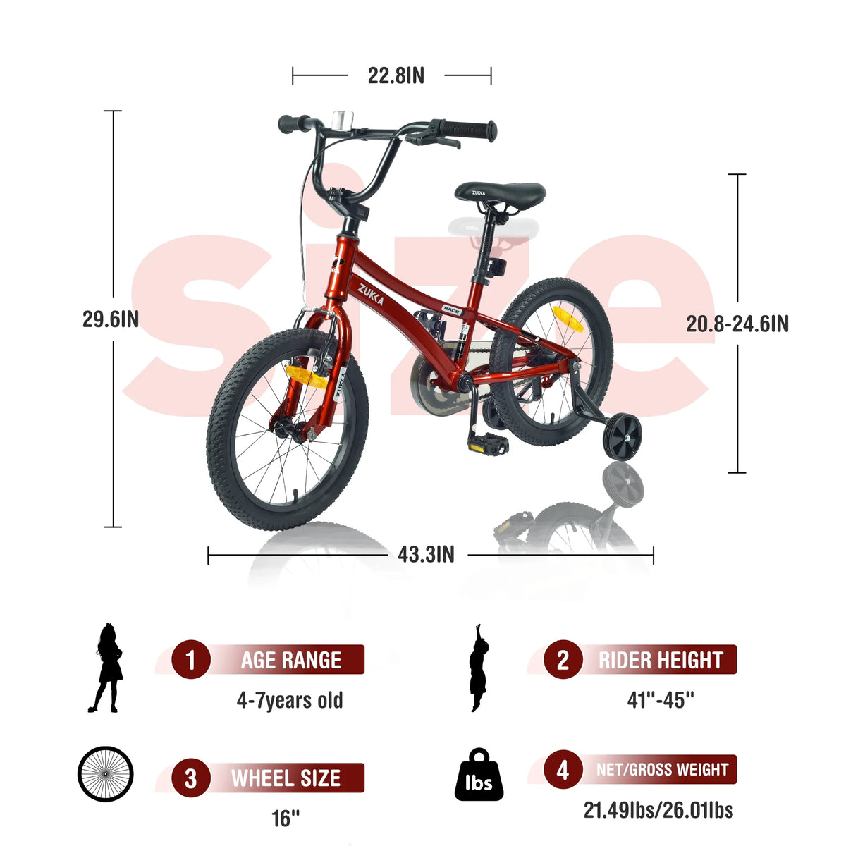 16 Inch Kids Bike with Training Wheels Orange M5279