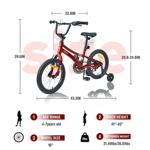 16 Inch Kids Bike with Training Wheels Orange M5279