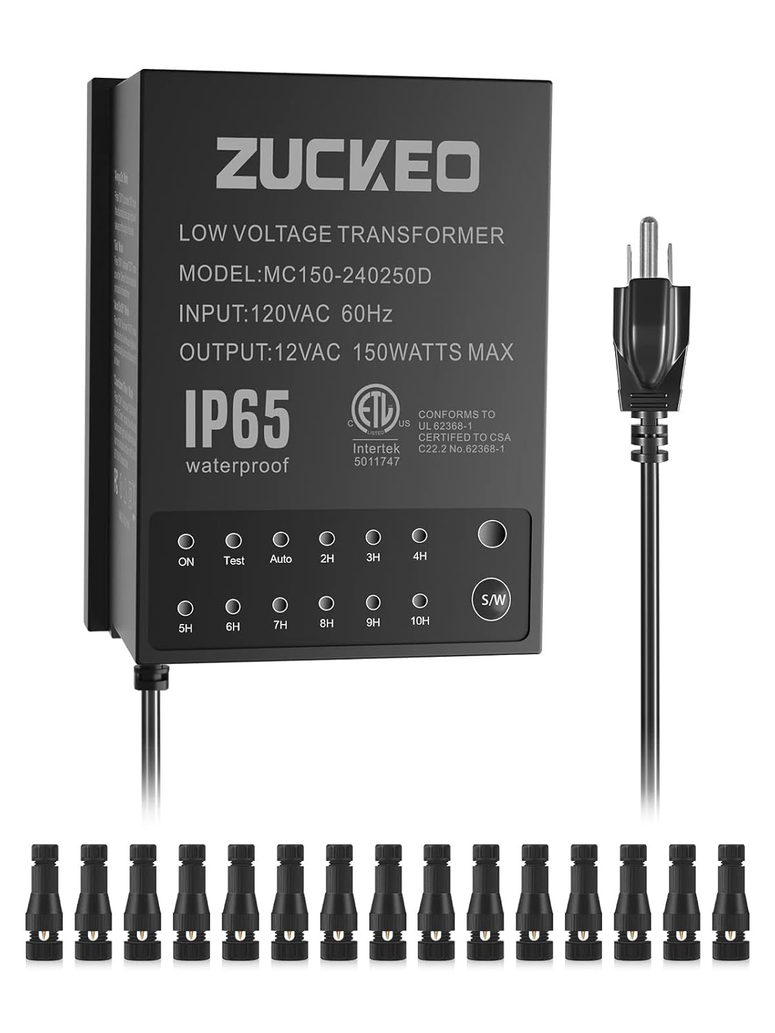 150W Low Voltage Landscape Lighting Transformer with Timer and Light Sensor E28628