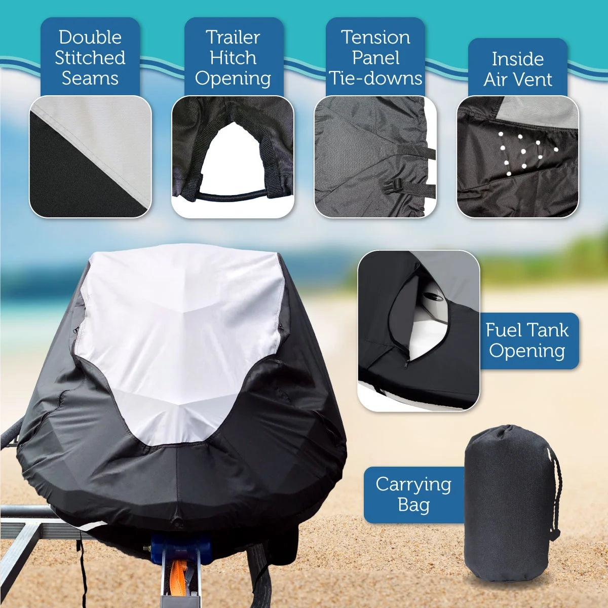 Black/Grey Trailerable PWC JetSki Cover T904