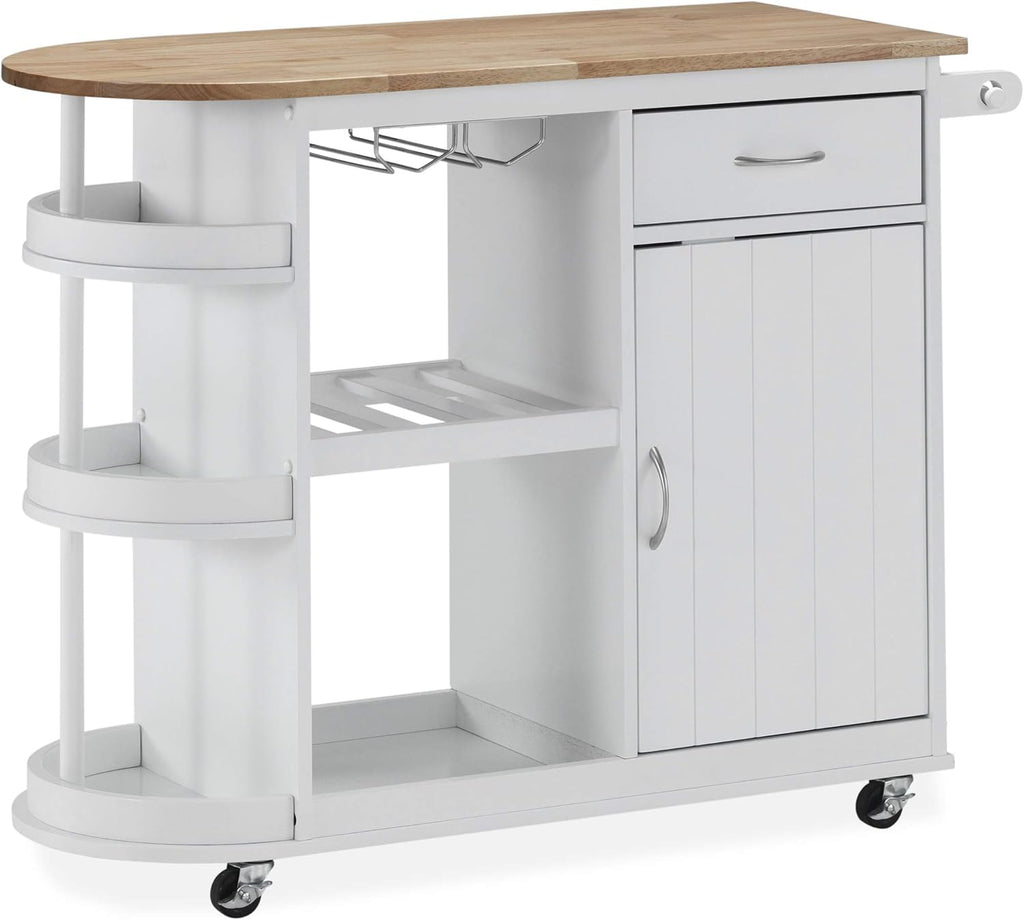 White Kitchen Cart with Wheels Q593