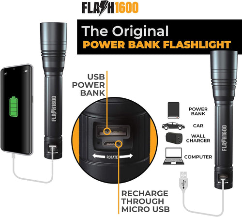 1600 Lumen Rechargeable LED Flashlight, Pack of 2 L438