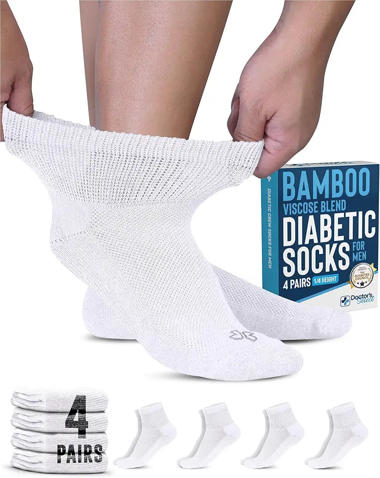 White Ankle Diabetic Socks 4 Pairs O737