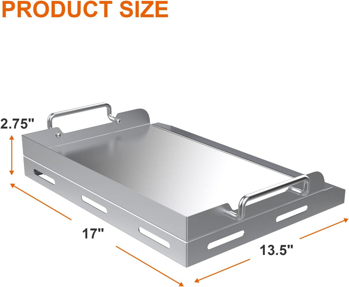17" x 13.5" Stainless Steel Flat Top Griddle with 2 Handles, Pack of 2 N4222