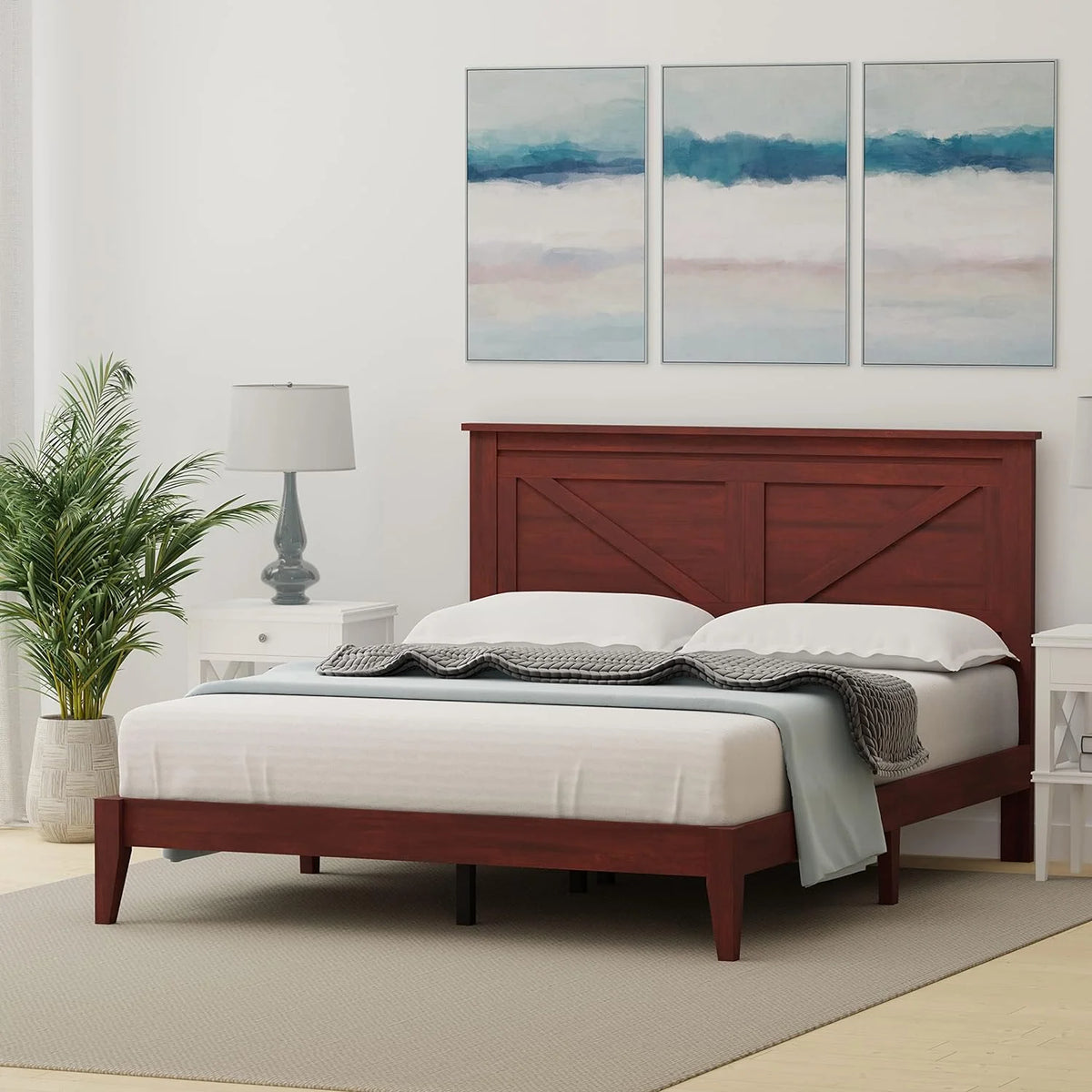 Solid Wood Platform Bed Queen S61230