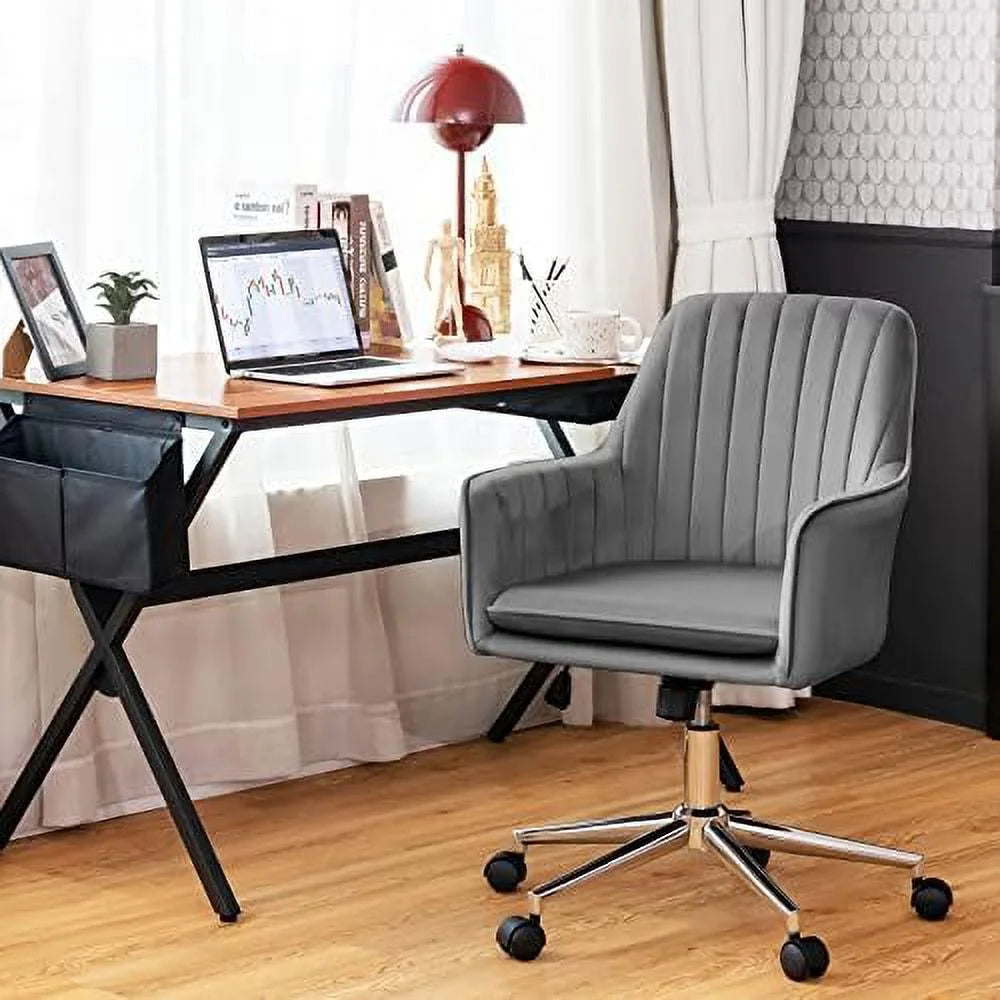Blue Velvet Tufted Swivel Desk Chair C546726
