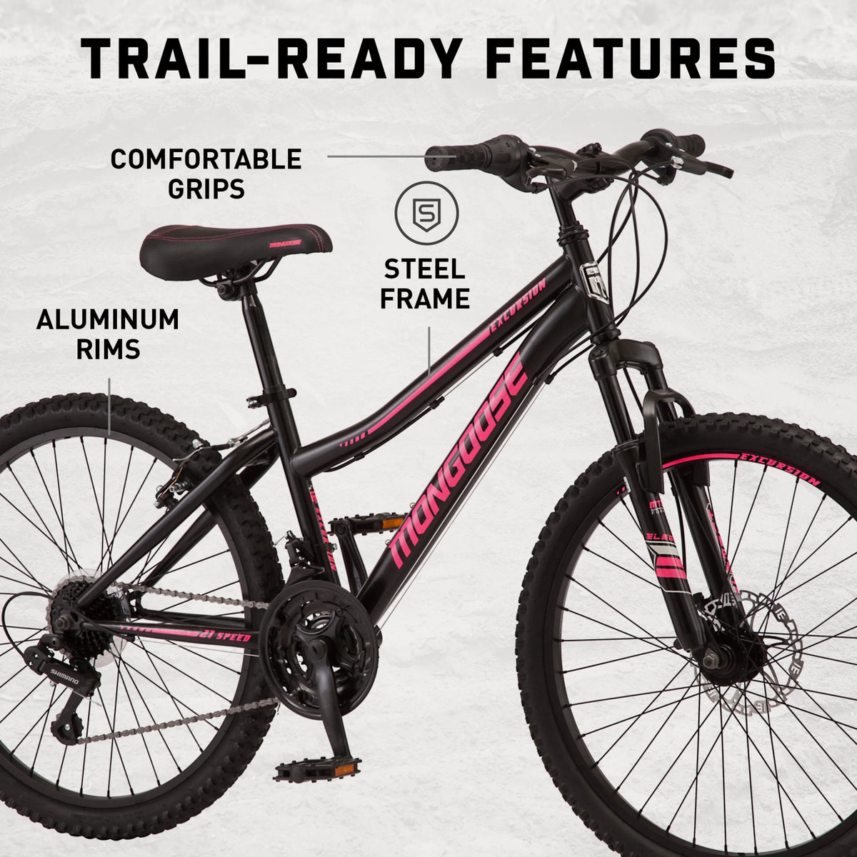 24-in. Black 21 Speeds Mountain Bike N7204