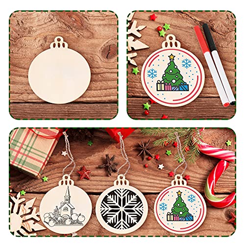 100PCS Unfinished Predrilled Wood Circles Christmas Ornaments F886