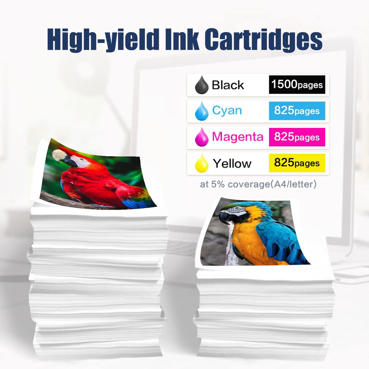 910 XL Ink Cartridge Replacement for HP 910XL OfficeJet Pro Printer (Black, Cyan, Magenta, Yellow) M185